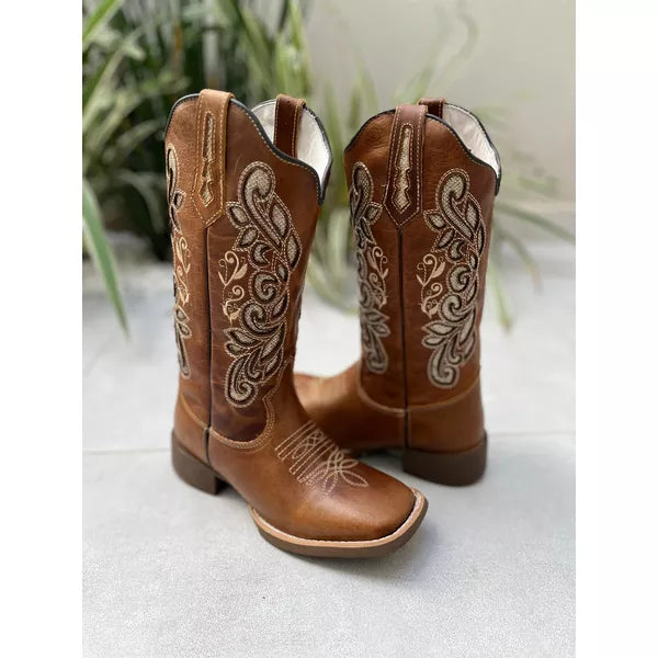 BOTA TEXANA EM COURO CARAMELO